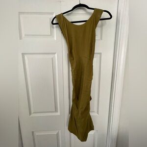 Nicole Miller Ruched Dress, Cross-back - Olive Color - Sz 4